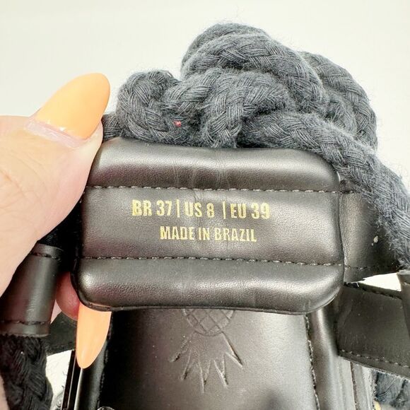 FARM RIO | Black Rope Strappy Flatform Sandals Made in Brazil Women’s Size US 8 - Picture 12 of 13